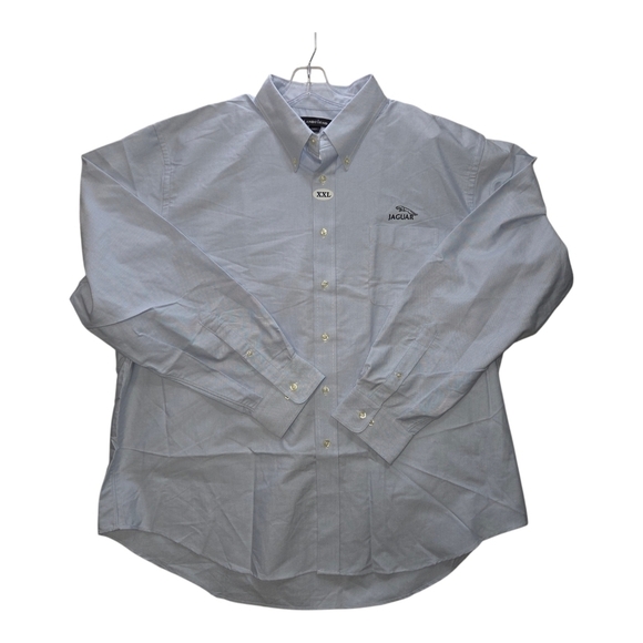 Lands' End Men's Light Blue Dress Shirt XXL 18 18 1/2 Jaguar luxury car logo